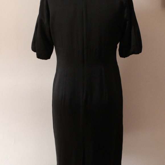 NWT Modern Z by Zelda Black Satin Short Puff Sleeve Dress - Picture 3 of 4